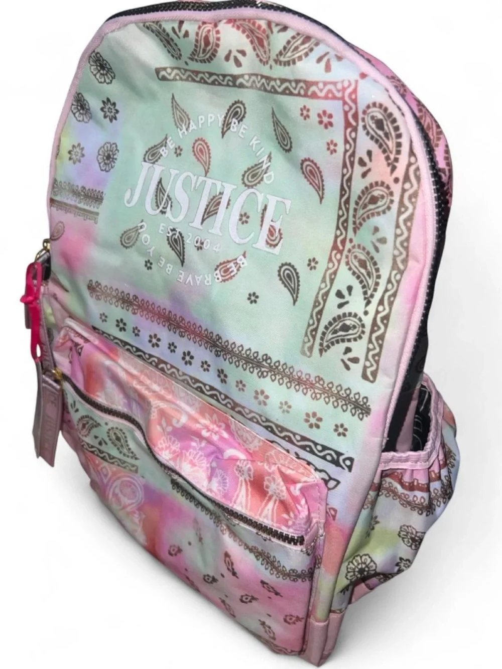 Justice Pastel Bandana Backpack in Pink, Mint & Peach Tones